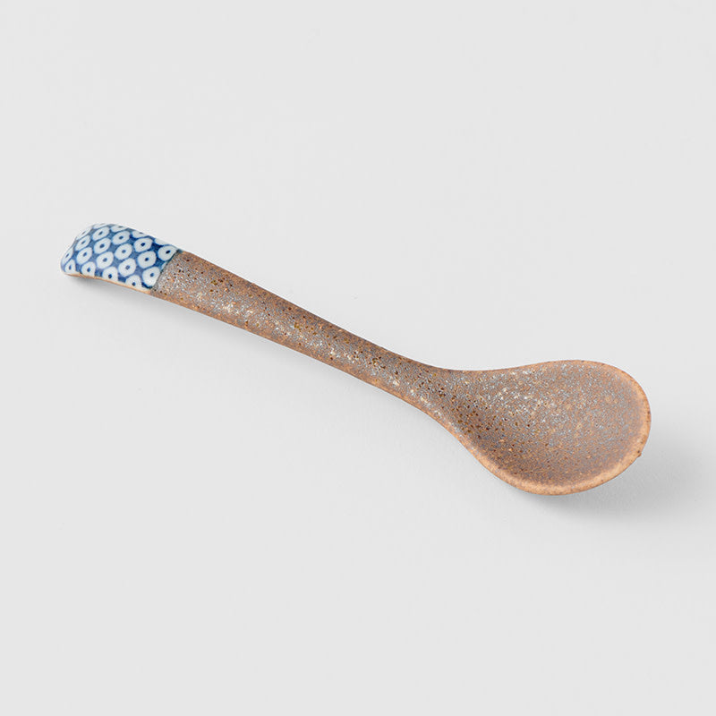 Small Bisque Spoon / Indigo Shibori Design