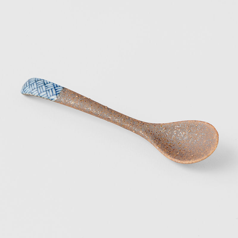 Small Bisque Spoon / Indigo Basketweave Design