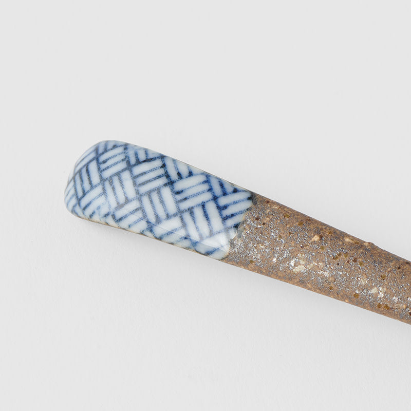 Small Bisque Spoon / Indigo Basketweave Design