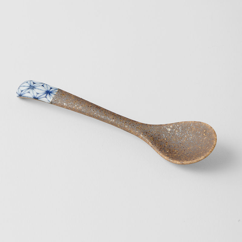 Small Bisque Spoon / Indigo Asanoha Design