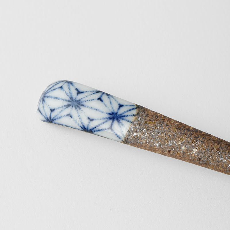 Small Bisque Spoon / Indigo Asanoha Design