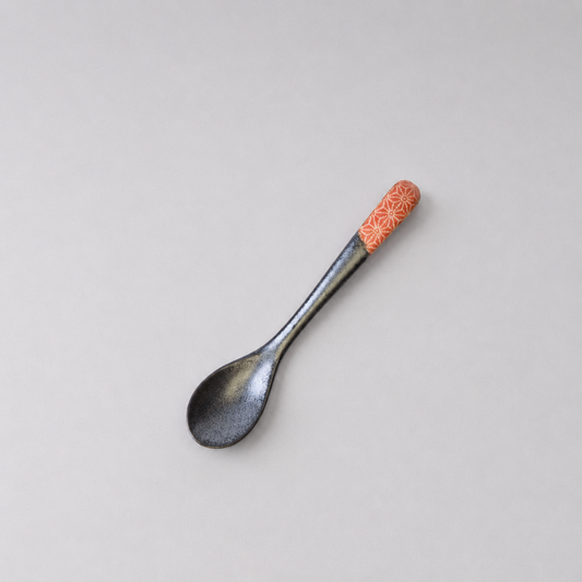 Small Black Spoon 12.5cm Red Asanoha