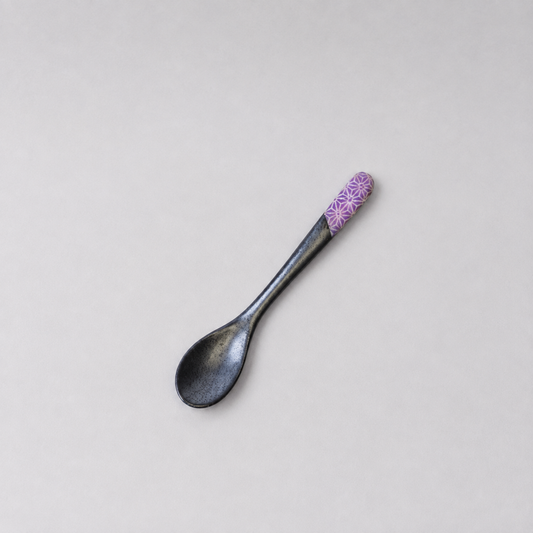 Small Black Spoon 12.5cm Purple Asanoha