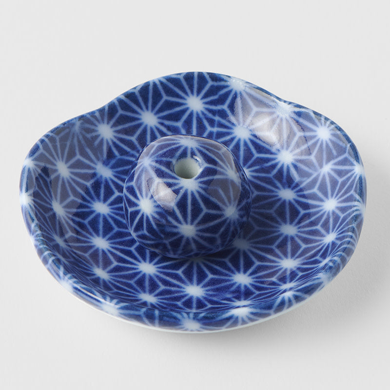 Incense Dish Set  6.5 cm / Indigo Asanoha Pattern