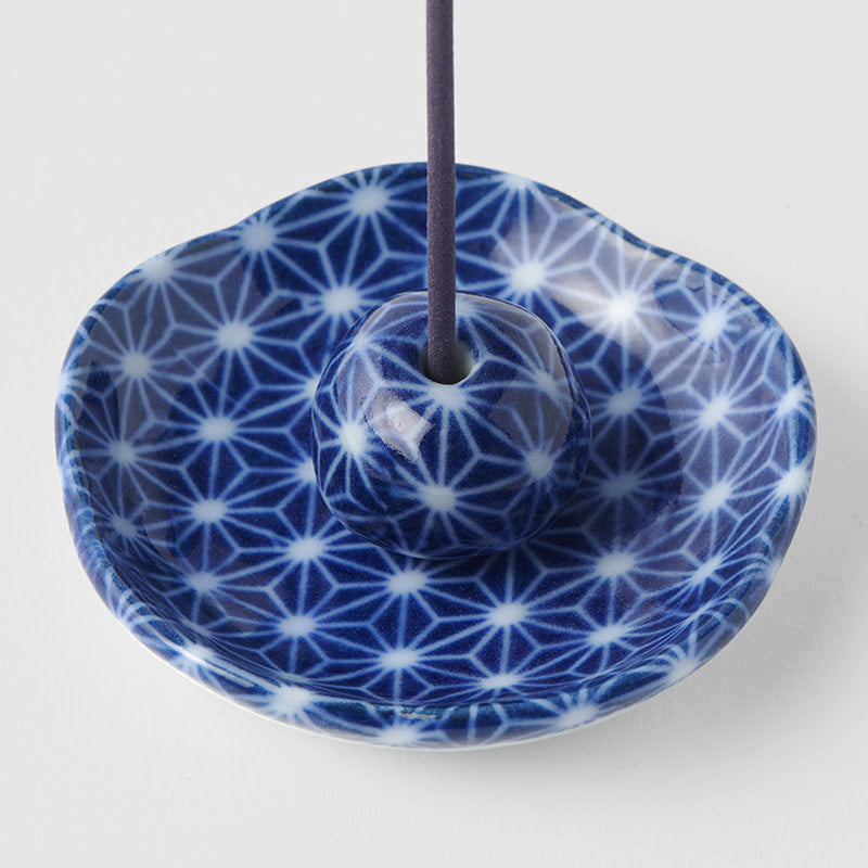 Incense Dish Set  6.5 cm / Indigo Asanoha Pattern