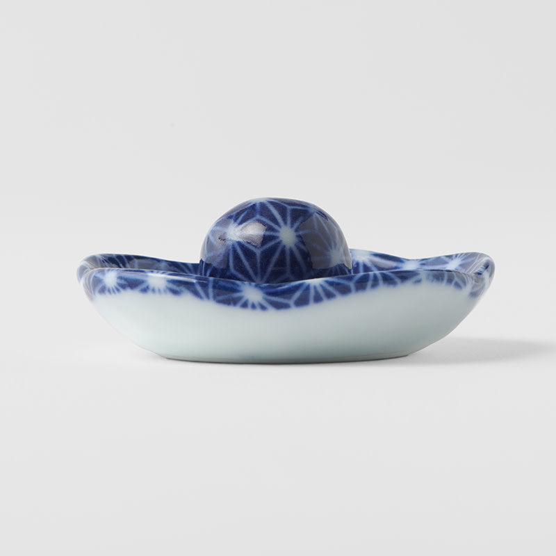 Incense Dish Set  6.5 cm / Indigo Asanoha Pattern