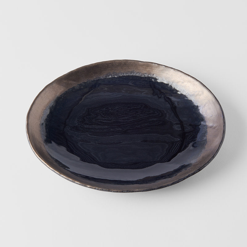 Oval Plate 24 cm / Gloss Black Glaze