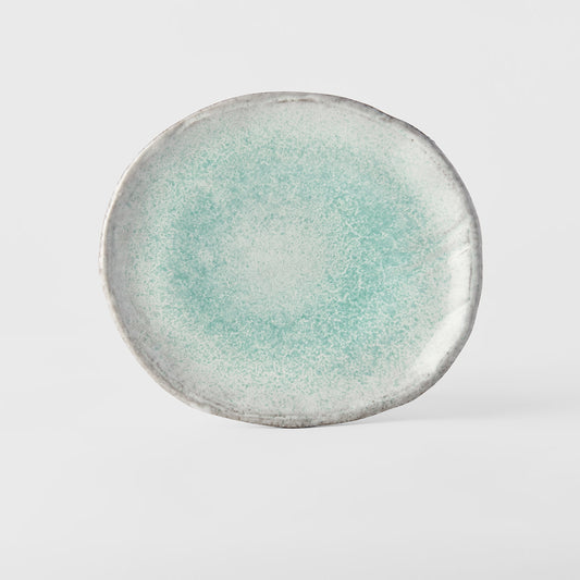 Plate Oval 25cm Aqua Splash Glaze