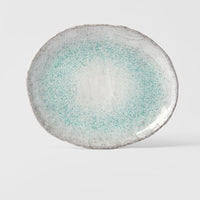 Plate Oval 30cm Aqua Splash Glaze