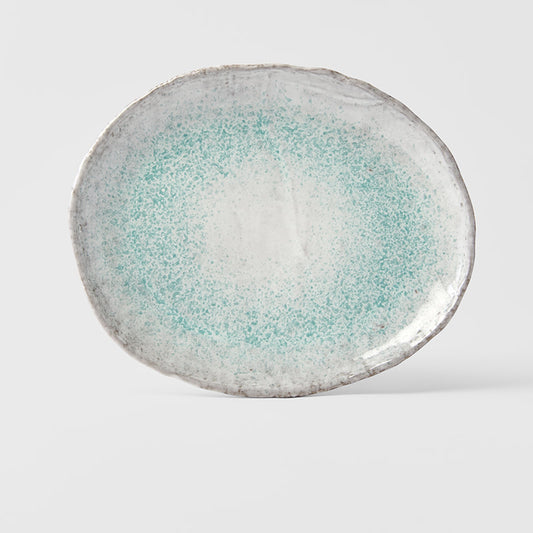 Plate Oval30cm Aqua Splash Glaze