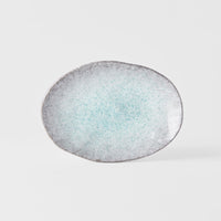 Oval Plate, 24 x 17 cm, Ceramic, Aqua Splash Blue, Glossy Irregular Rim