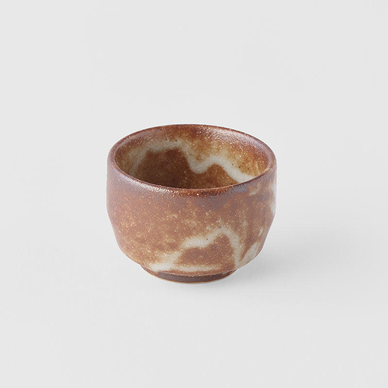 Sake Cup 40 ml 'ochoko' / Rust With White Cloud Glaze