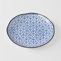 Dinner Plate 23cm Indigo Ikat Flower Design