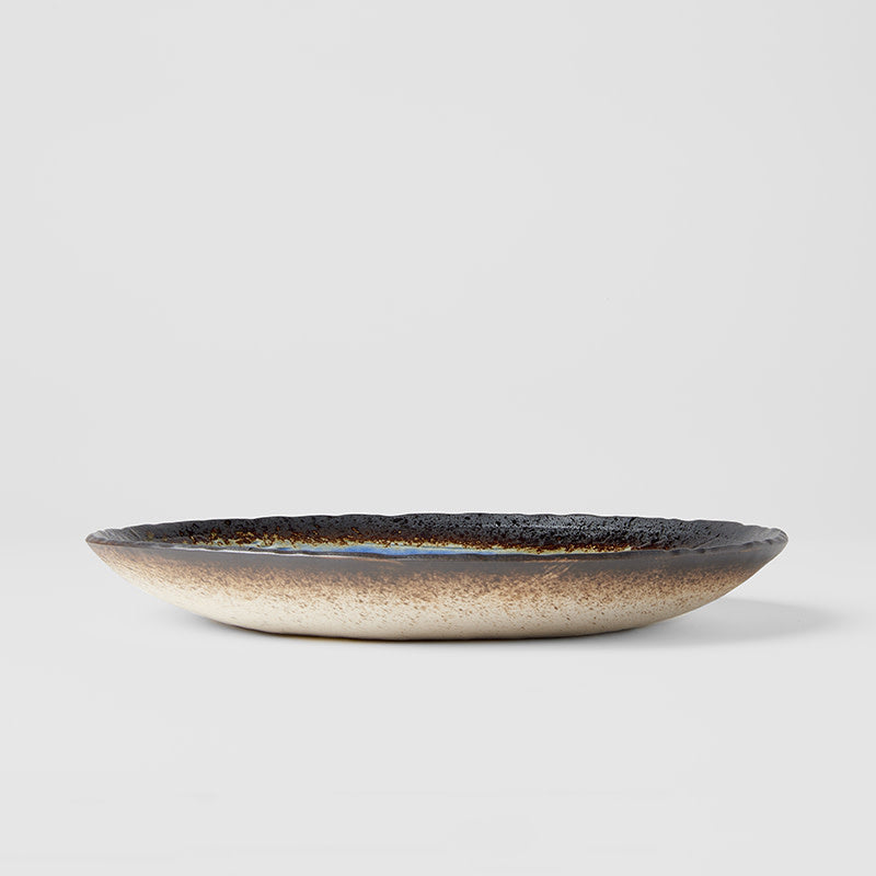 Oval Plate, 24 x 20 cm, Ceramic, Cobalt Blue Glaze, Irregular Rim