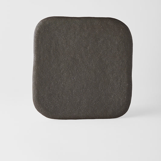 Plate Square 25cm Stone Slab Matte Black Glaze