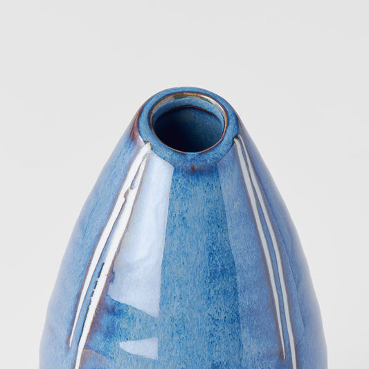 Pinecone Vase 6.5 cm, 150 ml / Blue W' White Stripe Glaze