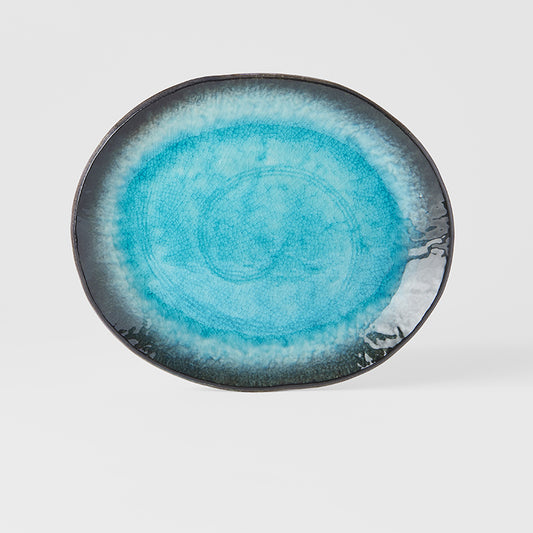 Plate Oval 22cm Sky Blue Glaze