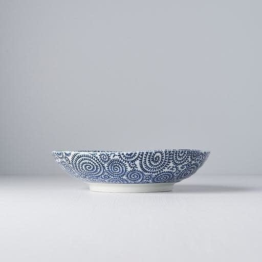 Blue Scroll Shallow Bowl 21 cm, 500 ml