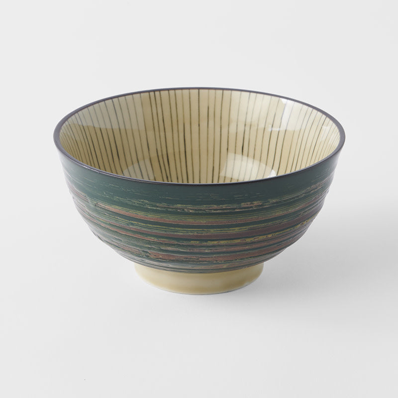 Udon Noodle Bowl 17 cm, 700 ml /  Green Converging Line Glaze