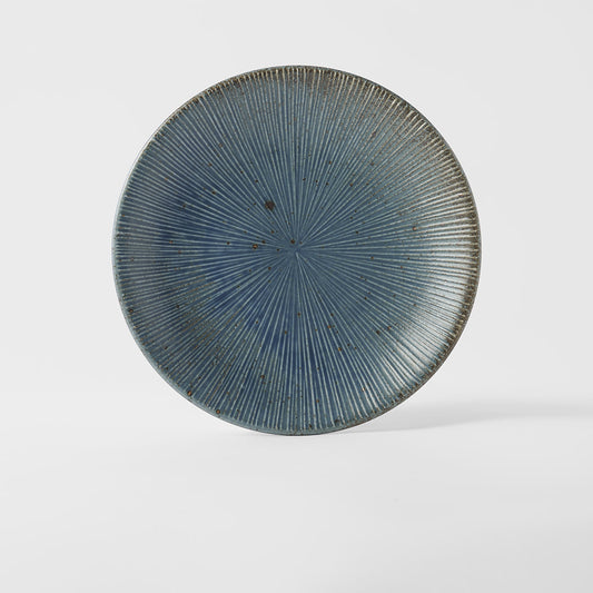 craft blue ceramic dinner plate 25cm front view