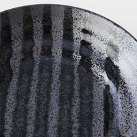 Shallow Bowl 23 cm, 500 ml / Gloss Black Stripes On Gunmetal Glaze