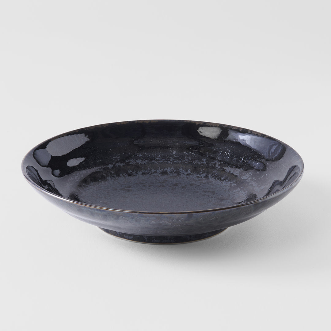 Bowl Flat Shallow 23cm Black Pearl Glaze
