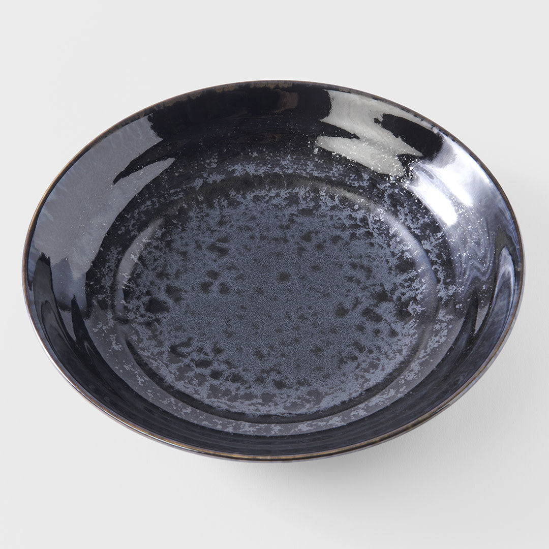 Bowl Flat Shallow 23cm Black Pearl Glaze