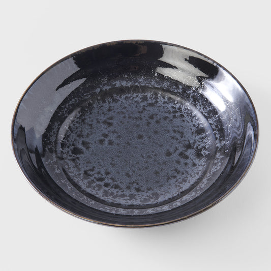 Bowl Flat Shallow 23cm Black Pearl Glaze