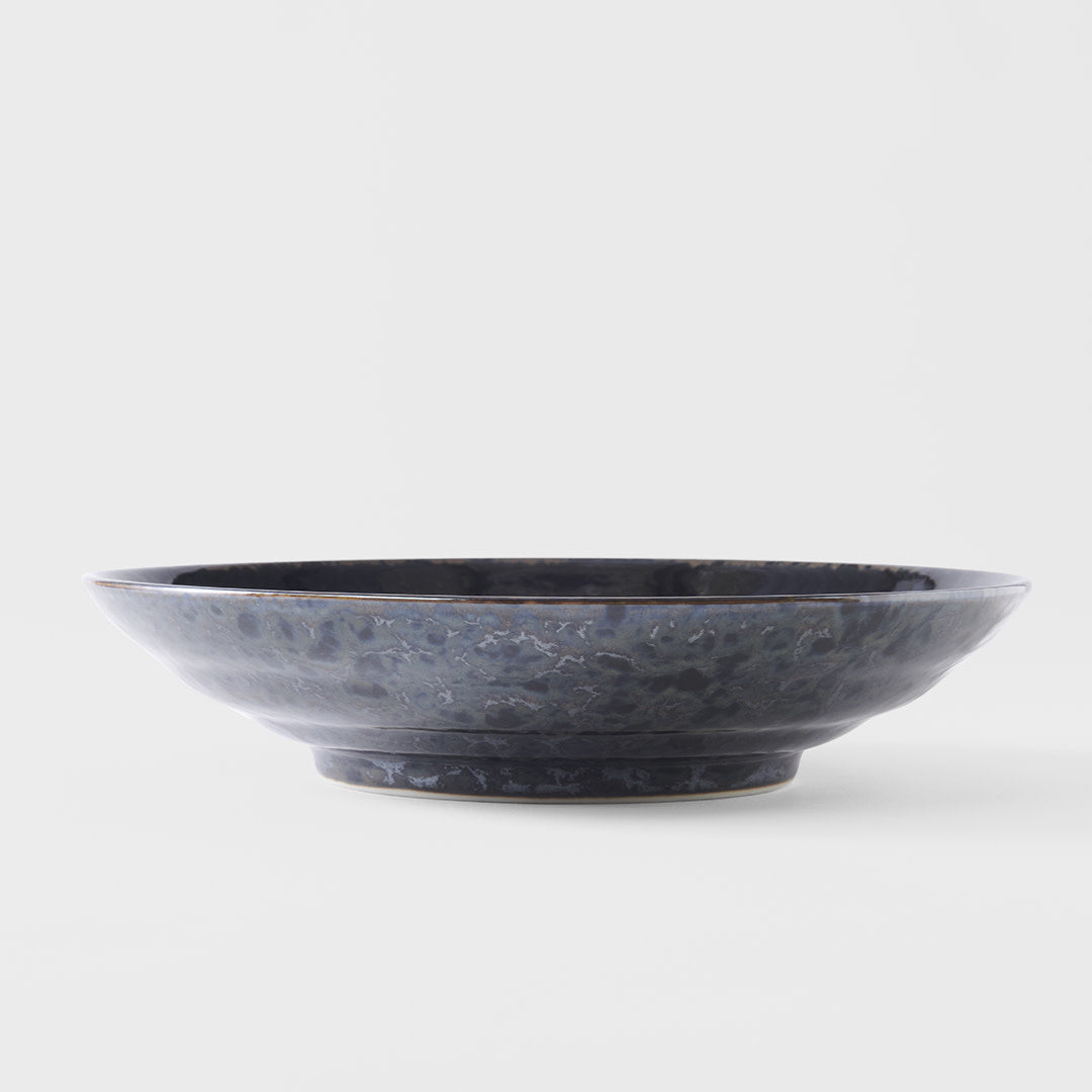 Bowl Flat Shallow 23cm Black Pearl Glaze