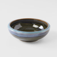 Bowl Thick Edge 17cm Blue Outer Dark Green Inner Glaze