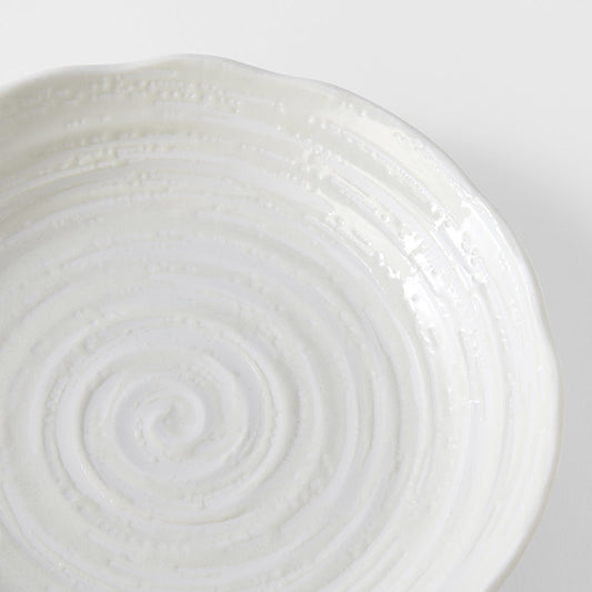 Open Shallow Bowl 22 cm, 350 ml / White Spiral Glaze