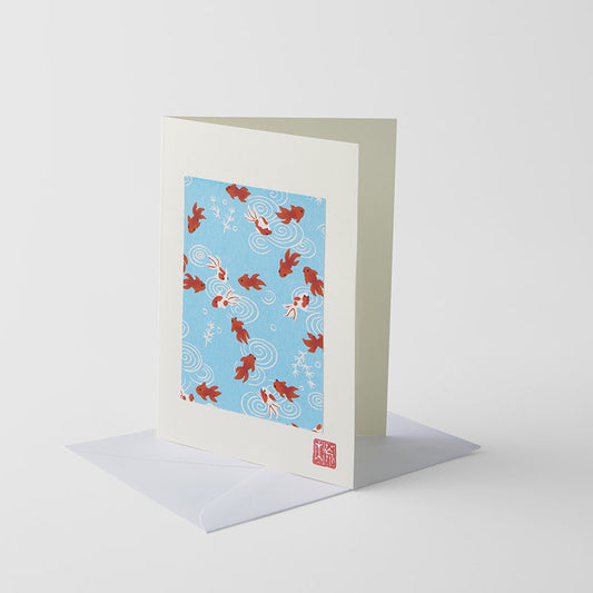 Handmade Chiyogami Goldfish Greeting Card