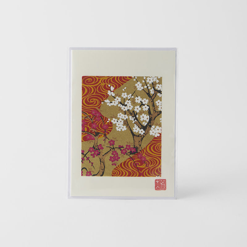 Handmade Weeping Cherry Blossom Greeting Card - Chiyogami Paper