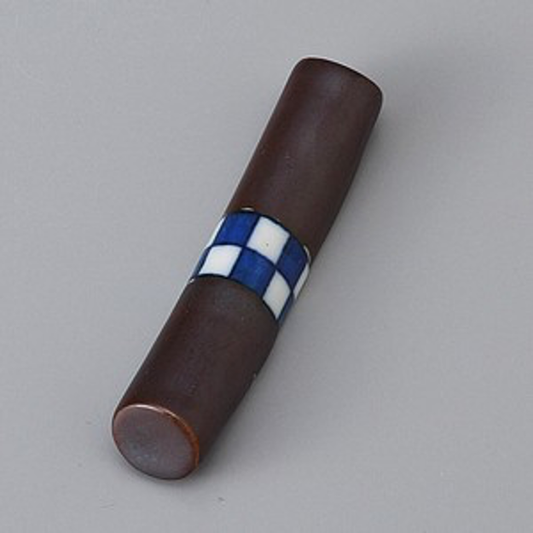 Black Cylinder Chopstick Rest / Checker Design