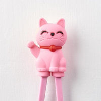 Maneki Trainer Chopsticks Lucky Cat in Pink