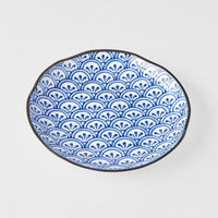 Dinner Plate 23cm Indigo Ikat Petal Crest Design