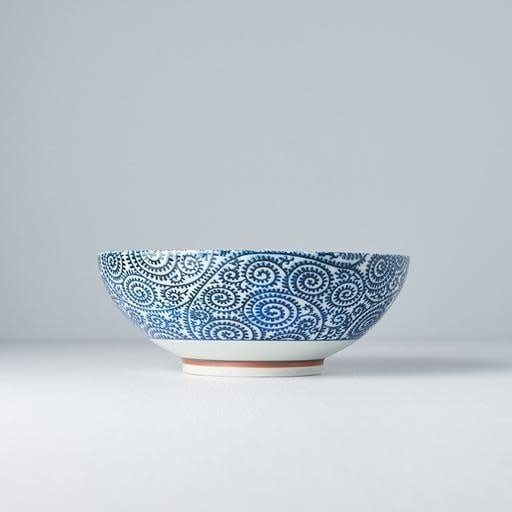 Blue Scroll Large U - Shape Bowl 21 cm, 900 ml