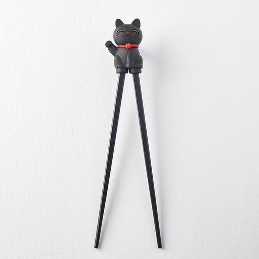 Maneki Trainer Chopsticks / Lucky Cat / Black