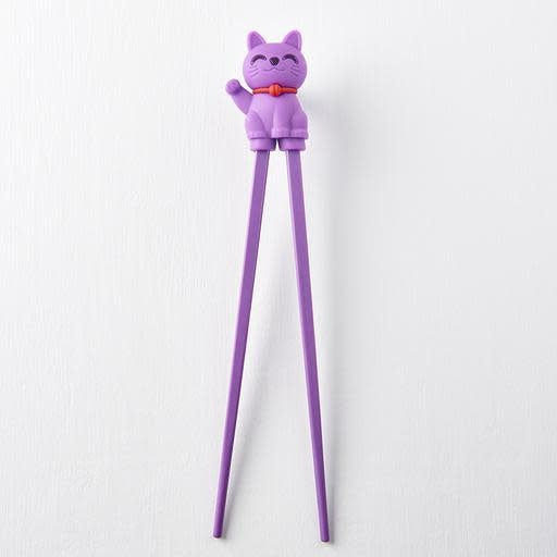 Maneki Trainer Chopsticks / Lucky Cat / Purple