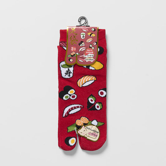 Tabi Ankle Socks / Sushi Design / Red