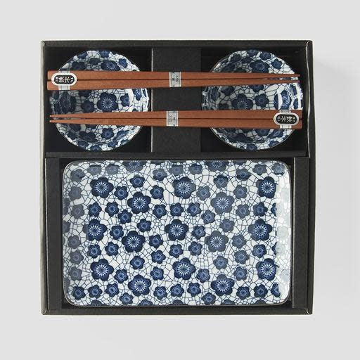 Sushi Set Black Blue Plum 4 pcs with Chopsticks