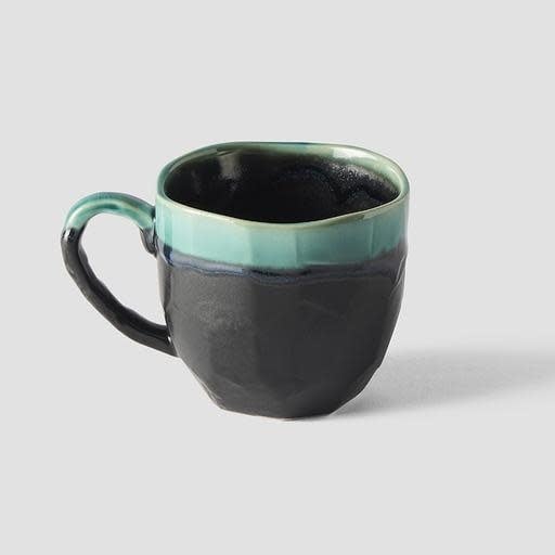 Matt Black & Turquoise Mug with Handle 250 ml