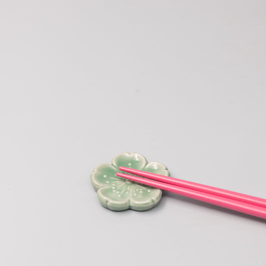 45-degree view of Green Sakura Chopsticks Rest