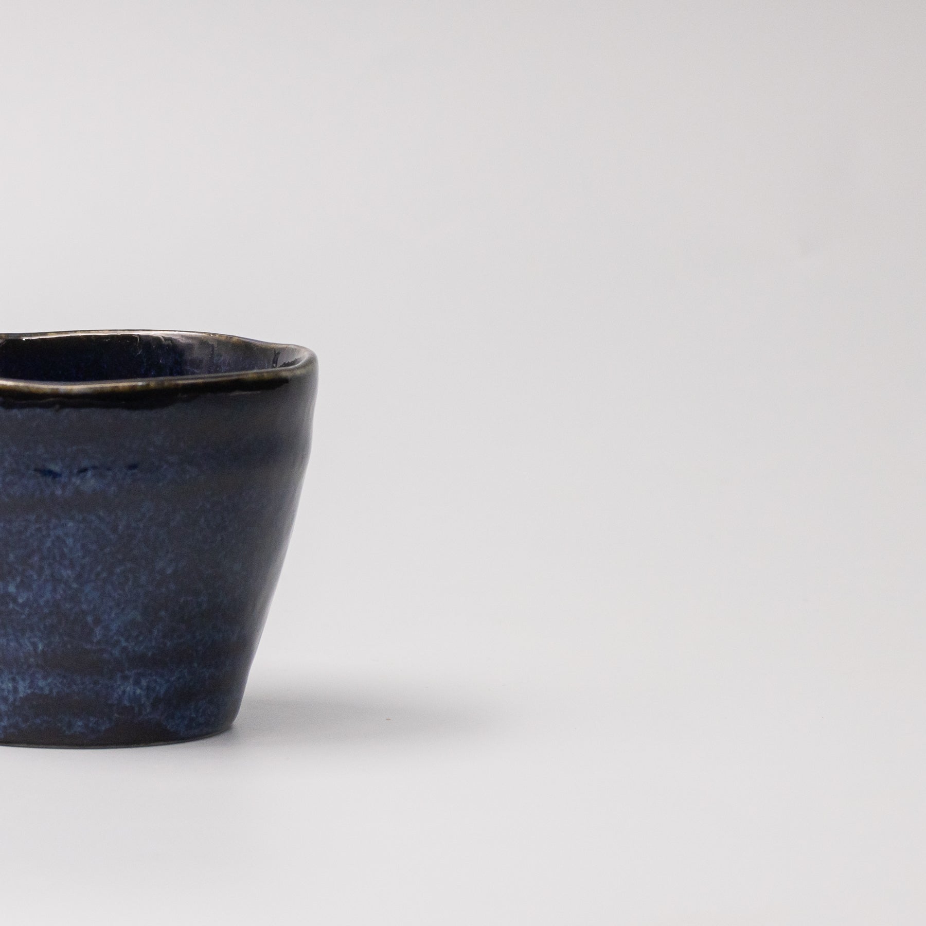 Close-up of the Kanso Indigo Blue glaze on the Soba Cup
