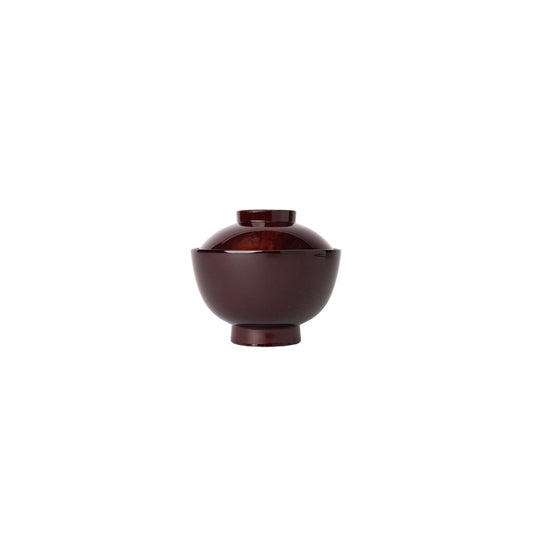 Copper Fan Design Miso Bowl with Lid – Japanese Lacquerware 11 cm