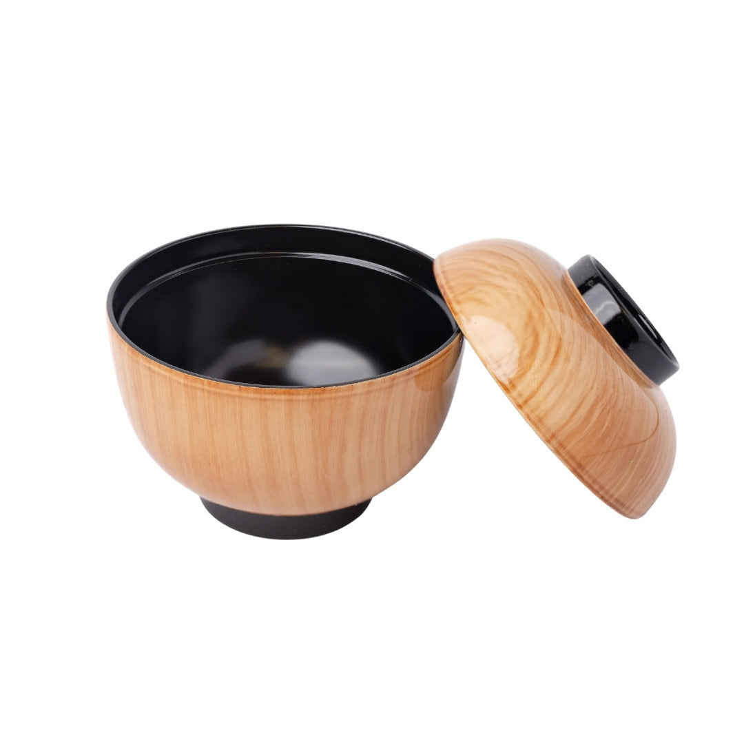 Lidded Miso Bowl 10cm / Blonde Wood with Black Inner