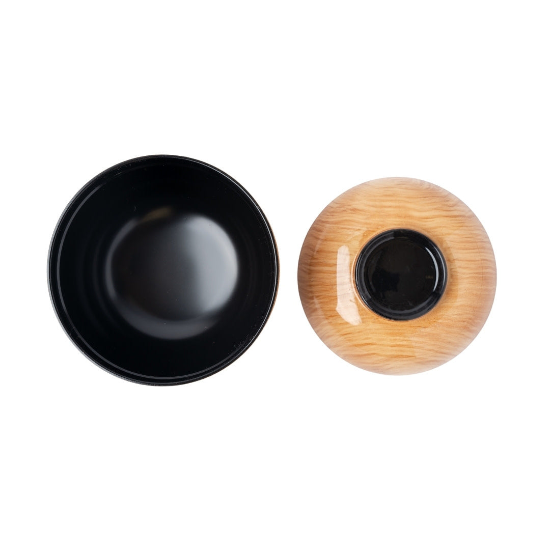 Lidded Miso Bowl 10cm / Blonde Wood with Black Inner