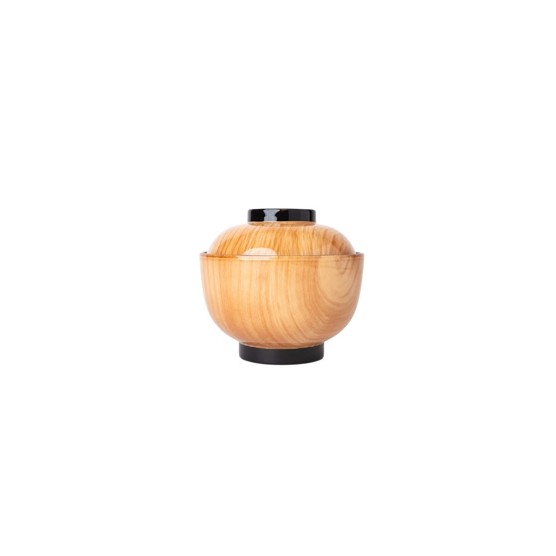 Lidded Miso Bowl 10cm / Blonde Wood with Black Inner