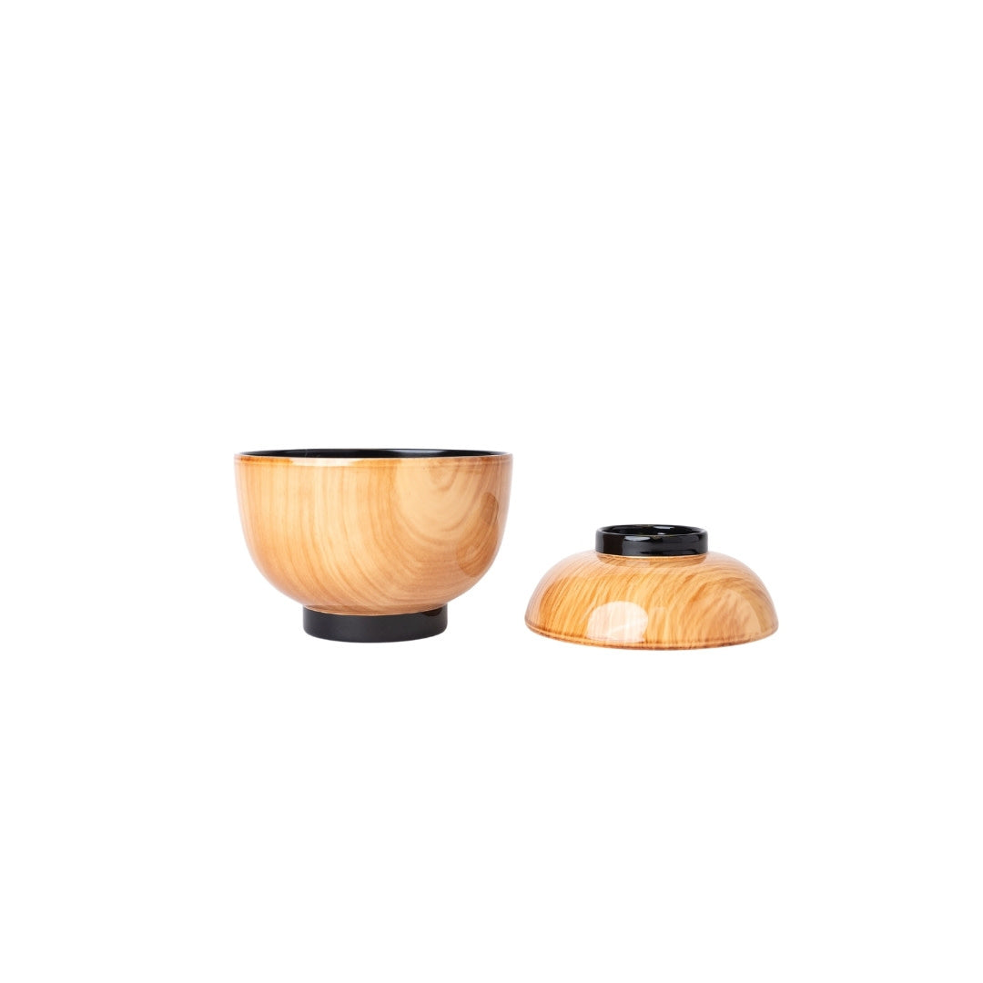 Lidded Miso Bowl 10cm / Blonde Wood with Black Inner