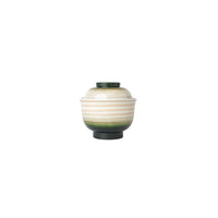 Cream Swirl on Green Lidded Miso Bowl – Japanese Lacquerware 10cm